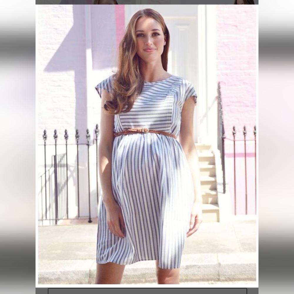 Seraphine cotton stripe maternity and nursing dress